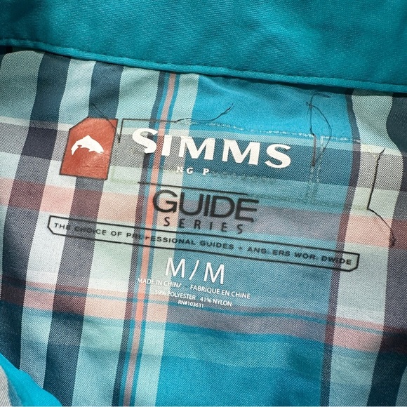 Simms Women’s Snap Button Down Shirt Longsleeve Outdoor Fishing UPF 50+ Blue M - Picture 9 of 13